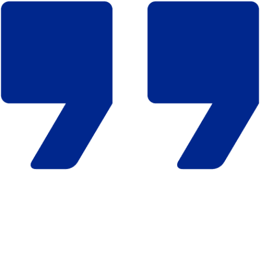 Blue quotation marks on black background.