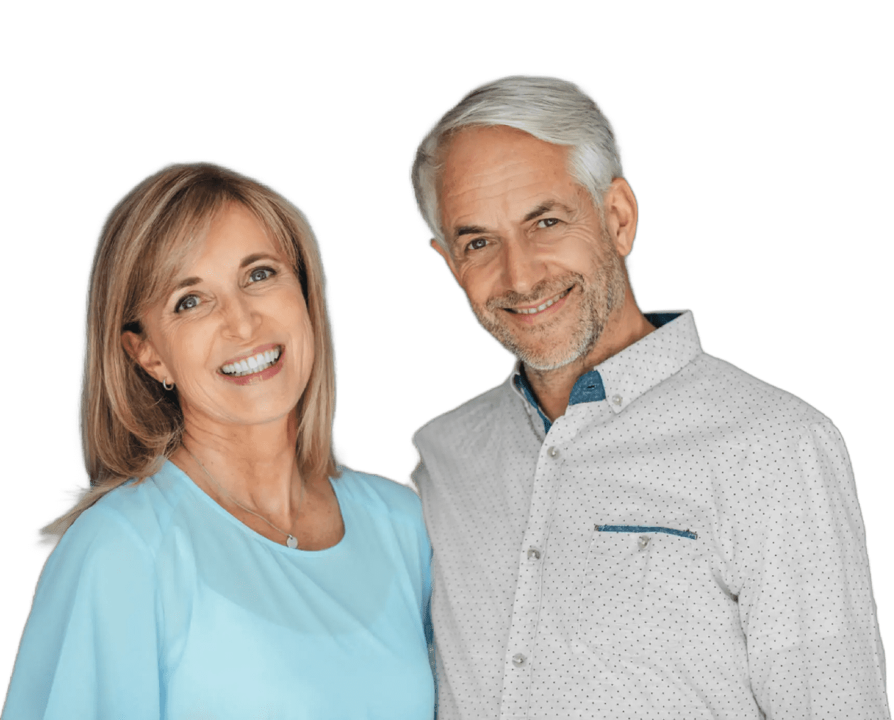 Smiling mature couple portrait with black background