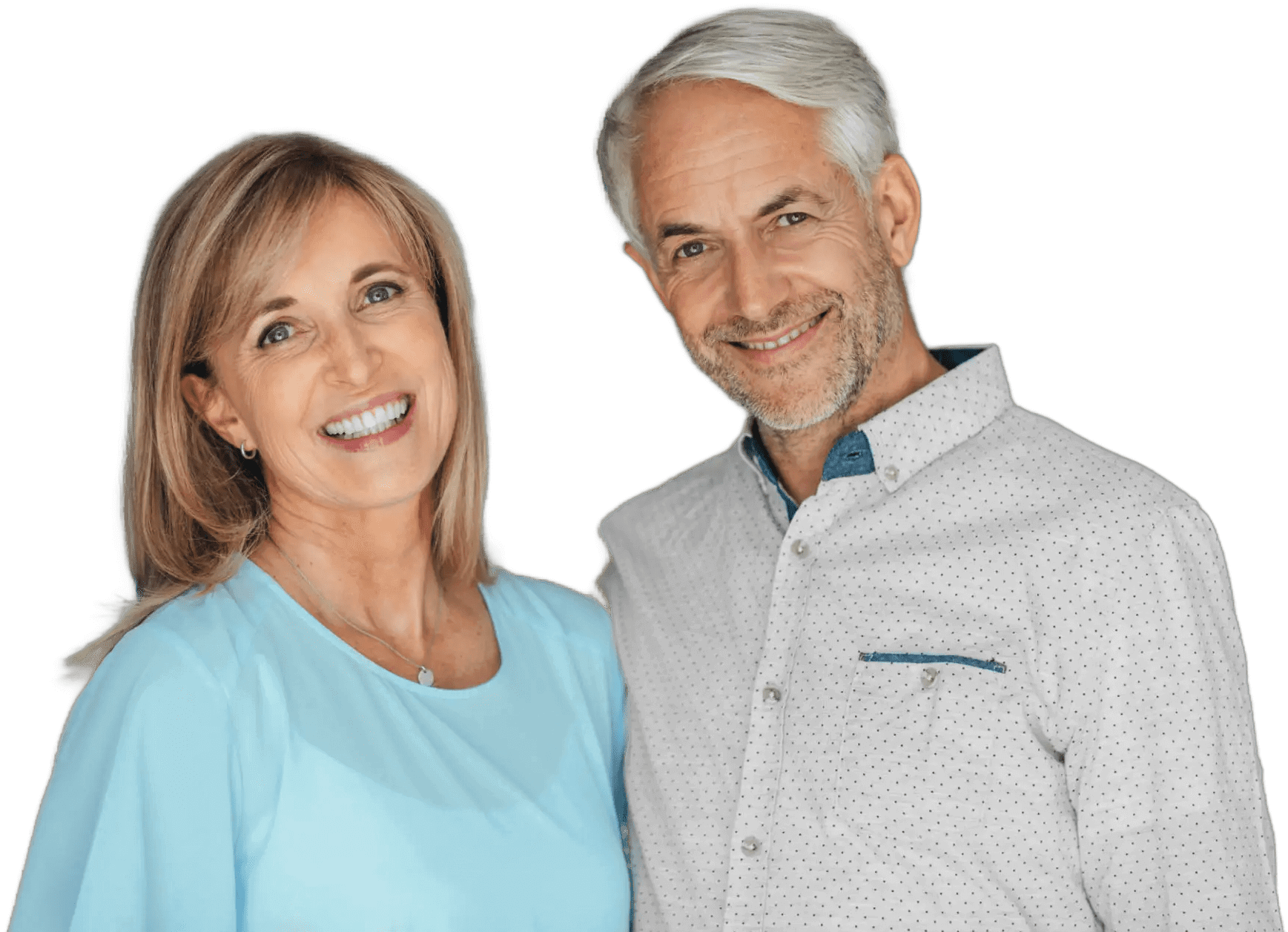 Smiling mature couple portrait against black