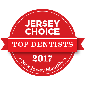 Red badge, Jersey Choice Top Dentists 2017.
